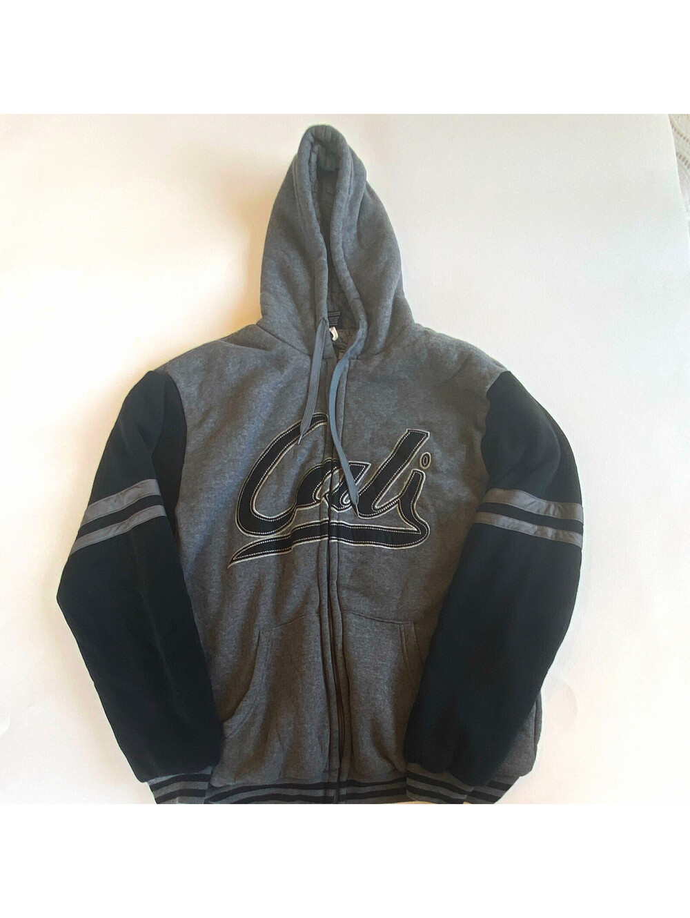 Original Deluxe Men's Full Zip Hooded Lined Hoodie w/ Pockets Gray/Black 2XL
